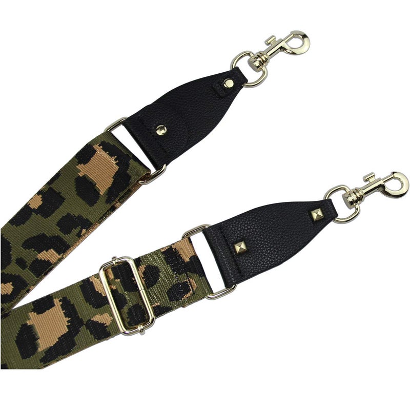Duwi Wide Purse Strap Multicolor Striped Guitar Style Strap Adjustable Canvas Crossbody Bag Strap(black,blackish green,leopard print) - Image 3